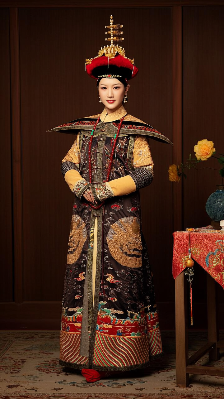 以中国文献内容做参考画一幅周朝全身照美女，背景要体现当时文化，服装要穿当时朝代的，人物要像真人