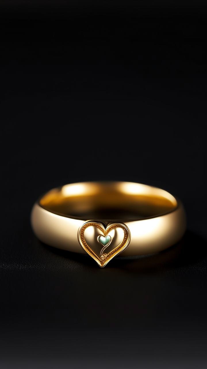爱心黄金戒指图片
