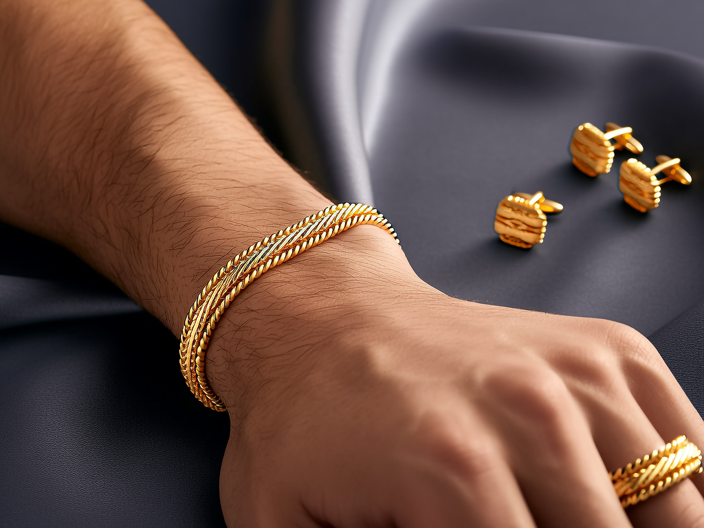 黄金男手链款式图片